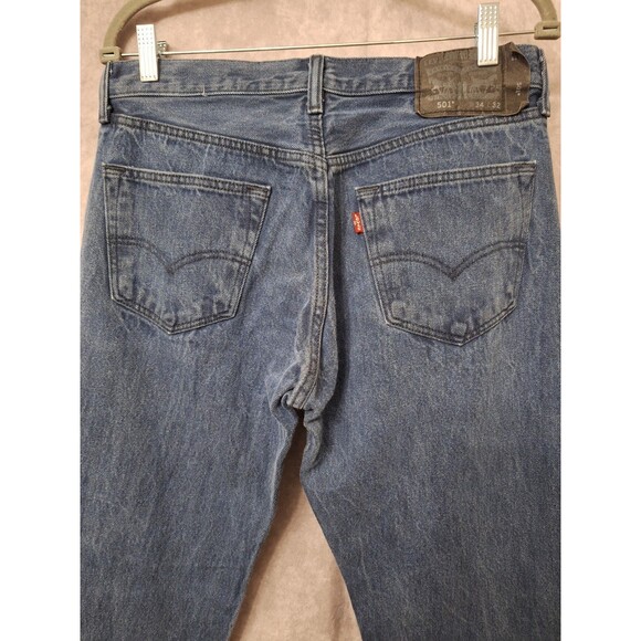 Levi's 501 Black Tab Jeans Men's 34x32 Blue Button Fly Faded Y2K Grunge Skater - Picture 7 of 8